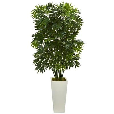 4ft. Mini Bamboo Palm Tree in White Tower Planter