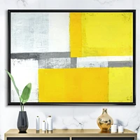 Designart - Grey and Yellow Blue Abstract VIII - Modern Framed Canvas Wall Art Print