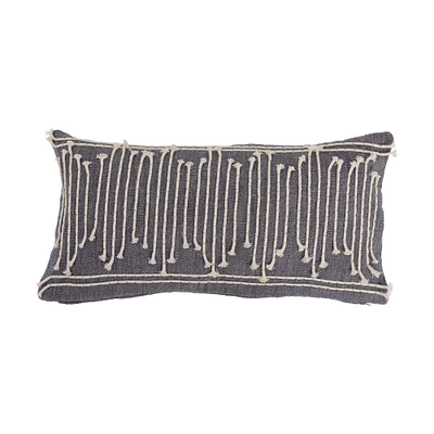 Appliqued Rope & Metallic Embroidery Cotton Lumbar Pillow