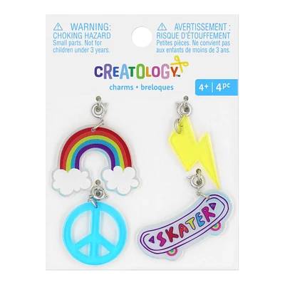 12 Pack: Rainbow, Bolt, Peace Sign & Skateboard Charms by Creatology™