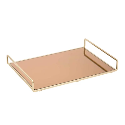 Home Details 15.75" Satin Gold Classic Mirror Vanity Tray