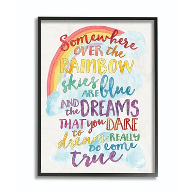 Stupell Industries Somewhere Over the Rainbow With Rainbow in Frame Wall Art