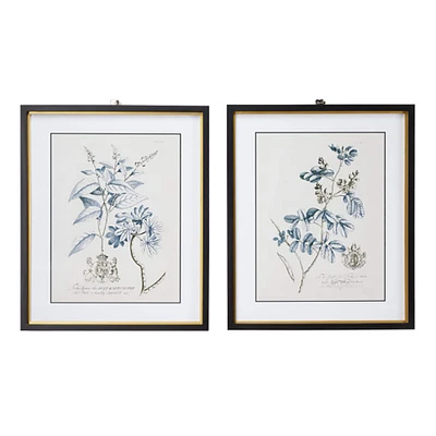 Black Wood Vintage Floral Wall Art Set