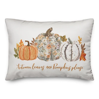 Autumn Leaves and Pumpkins Please Indoor/Outdoor Pillow