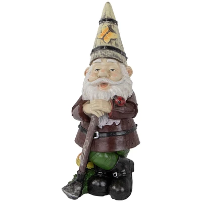 15.25" Gnome with Butterfly & Ladybug Outdoor Garden Statue