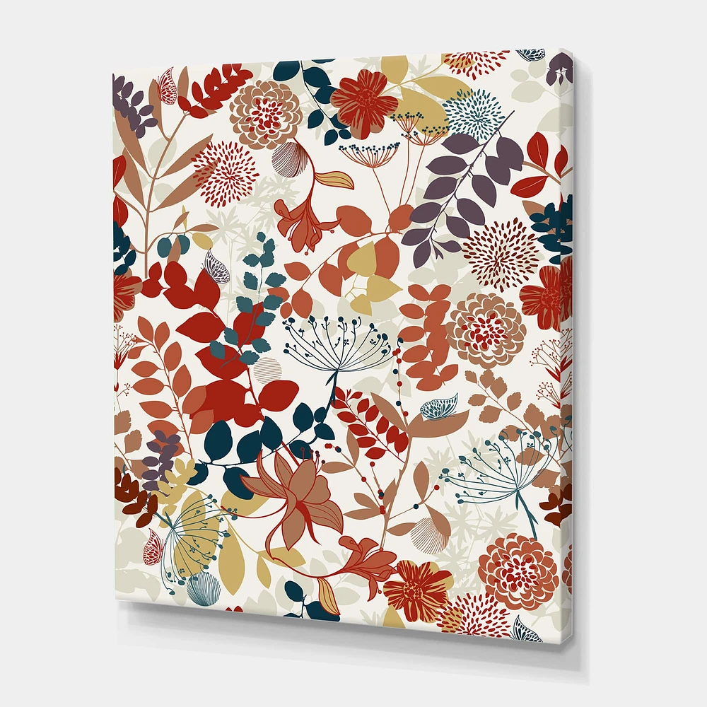 Designart - Retro Botanical Garden - Bohemian & Eclectic Canvas Wall Art Print