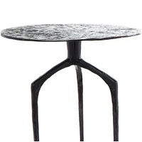 22" Gray Aluminum Geometric Textured Accent Table