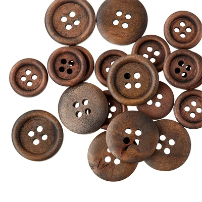 12 Packs: 20 ct. (240 total) Dark Wood Buttons by Loops & Threads®