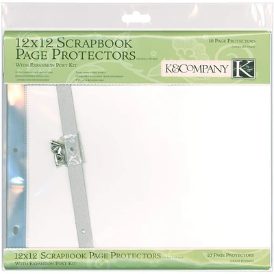 K & Company 12" x 12" Scrapbook Page Protectors with Expansion Post Kit