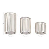 Silver Metal Modern Lantern Set