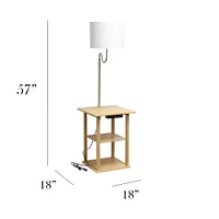 Simple Designs 57" 2 Tier Floor Lamp with USB & Outlet