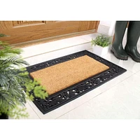 RugSmith Natural & Black Holly Trellis Molded Rubber & Coir Doormat