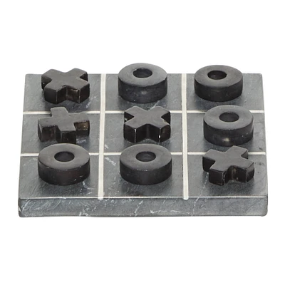 Black Marble Contemporary Tic-Tac-Toe Game Set