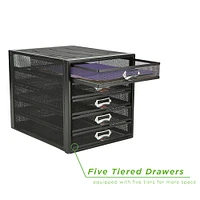 Mind Reader Black 5 Drawer Heavy Duty Cabinet