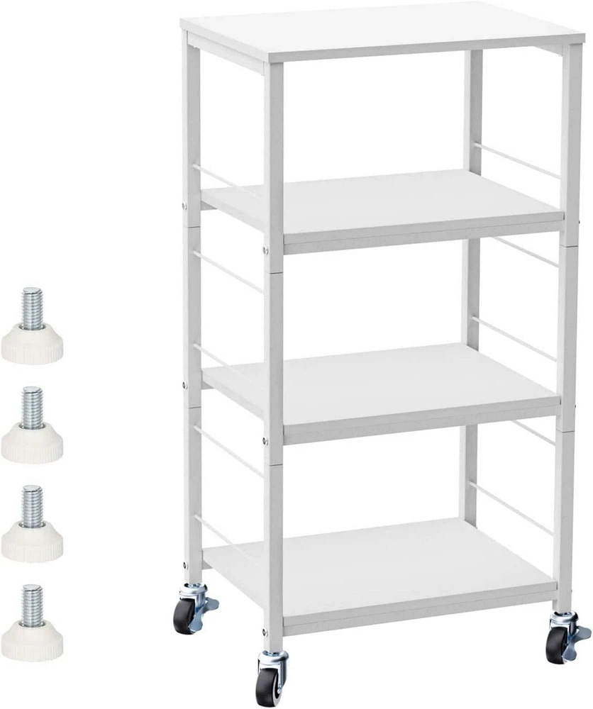 White Kitchen Cart 4-Tier Rolling Cart