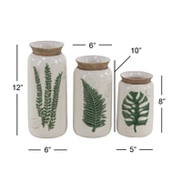 White Stoneware Coastal Style Vase Set