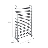 Simplify Gray 10-Tier Mobile Shoe Rack