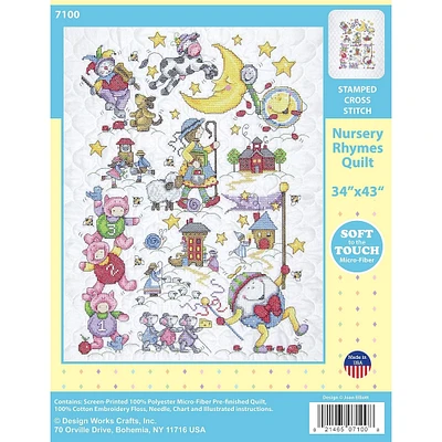 Design Works™ Nursery Rhymes Stamped Quilt Cross Stitch Kit