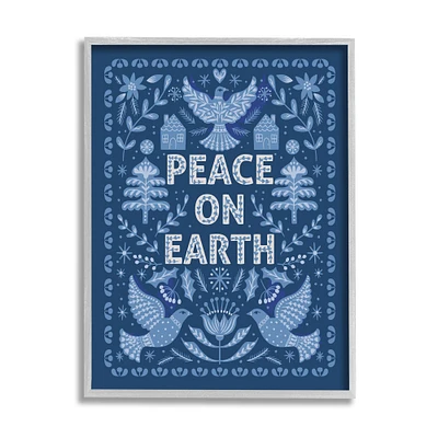 Stupell Industries Peace On Earth Blue Doves Framed Giclee Art