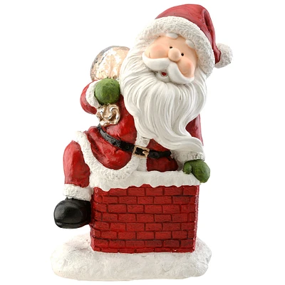 14" Santa Climbing Into Chimney Figurine