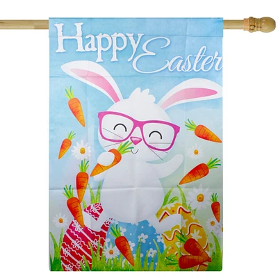 Colorful Happy Easter Bunny with Carrots House Flag