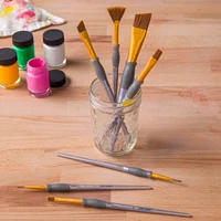 Craft Smart® Angular Variety Brush Set Brown Taklon, 7 Pieces