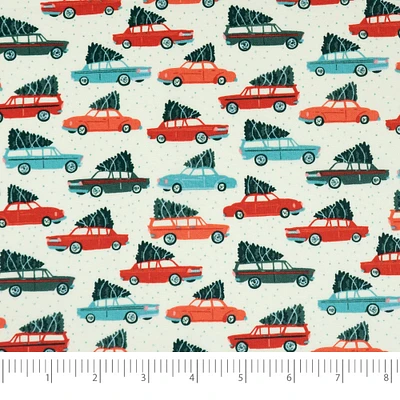 SINGER Christmas Holiday Cars Cotton Fabric