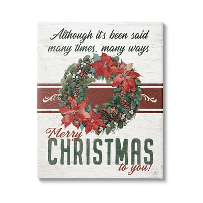 Stupell Industries Merry Christmas To You Vintage Poinsettia Canvas Wall Art