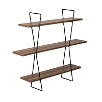 Honey Can Do 28" Three-Tier Decorative Metal & Wood Wall Shelves