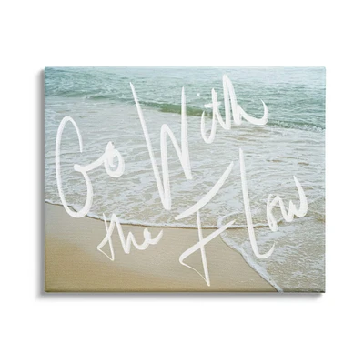 Stupell Industries Go With the Flow Phrase Incoming Beach Tide Canvas Wall Art