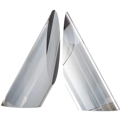 7" Silver Crystal Geometric Pyramid Shaped Bookends Set