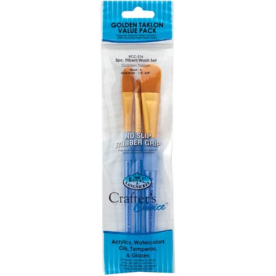 Royal & Langnickel® Crafter's Choice™ Gold Taklon Filbert/Wash Brush Set