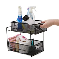 Mind Reader 2-Tier Metal Mesh Organizer Slide Out Basket Drawer