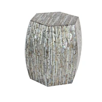 16" Multicolor Barrel-Shaped Shell Side Table