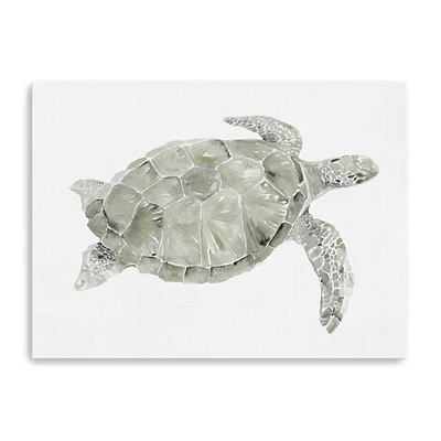 Green Swimming Sea Turtle Canvas Giclee