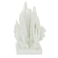 White Polystone Coastal Sculpture, Coral 10" x 7" x 6"