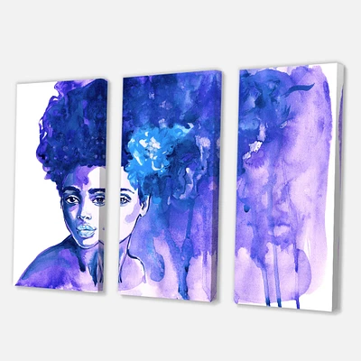 Designart - Glorious Blue Portrait of African American Woman