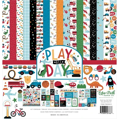 Echo Park™ Paper Co. Play All Day Boy Collection Kit, 12" x 12"