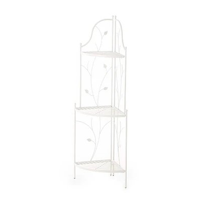 Glitzhome® 3-Tiered Metal Corner Shelf Planter Stand