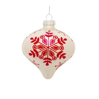 6ct. Red & White Snowflake Glass Ornament Set