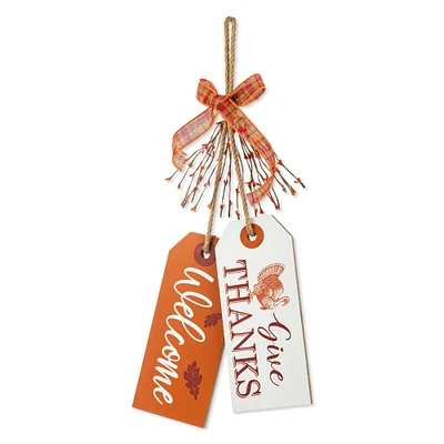 Glitzhome® 24" Thanksgiving Wooden "Give Thanks" Door Hanger