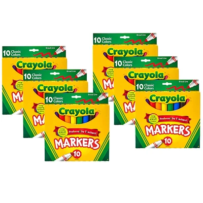 Crayola® Classic Colors Broad Line Markers, 6 Packs of 10