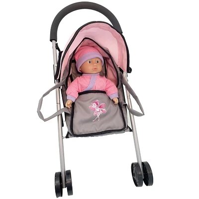 Dimian Bambolina 11.5" Soft Baby Doll with Carrier Cot