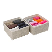 Simplify Faux Jute Medium Square Compartment Drawer Organizer, 2ct.