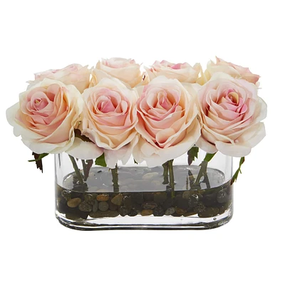 5.5'' Pink Roses in Glass Vase