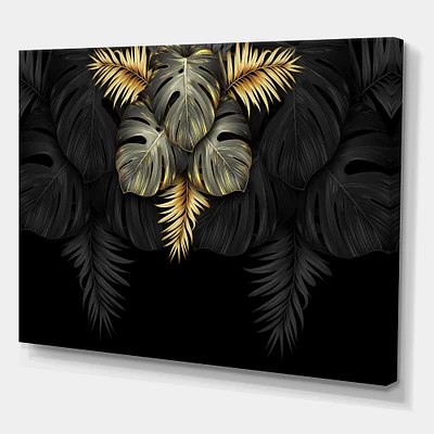 Designart - Black and Gold Tropical Leaves IV