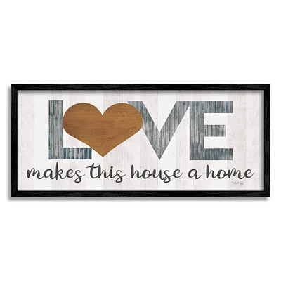 Stupell Industries Love Makes House a Home Motivational Family Phrase Framed Wall Art