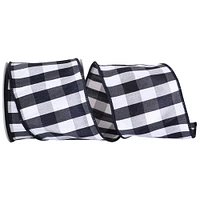 Reliant 4" x 10yd. Black & White Grand Gingham Wired Ribbon