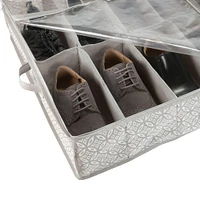 Simplify Gray 12 Pair Boho Print Under the Bed Shoe Storage Bag