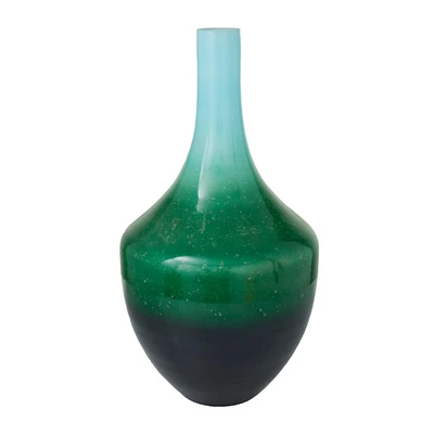 The Novogratz Green Glass Modern Vase, 22" x 12" x 12"